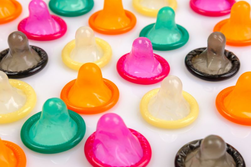 Condoms in assorted colors