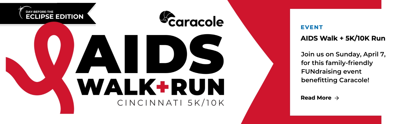 2024 "Caracole AIDS Walk + Run Cincinnati 5k/10k, Day-Before-The-Eclipse Edition" Header
